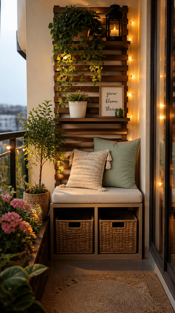 Vertical close-up style shot for Balcony garden ideas for apartment dwellers