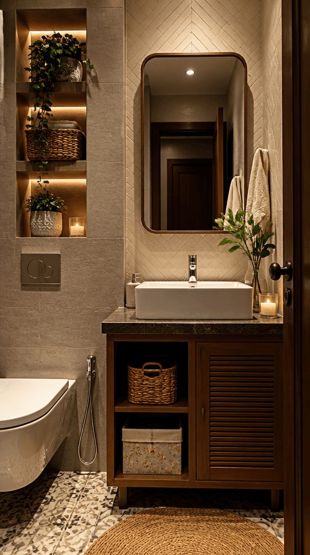 Vertical close-up style shot for Bathroom makeover ideas for Indian apartments