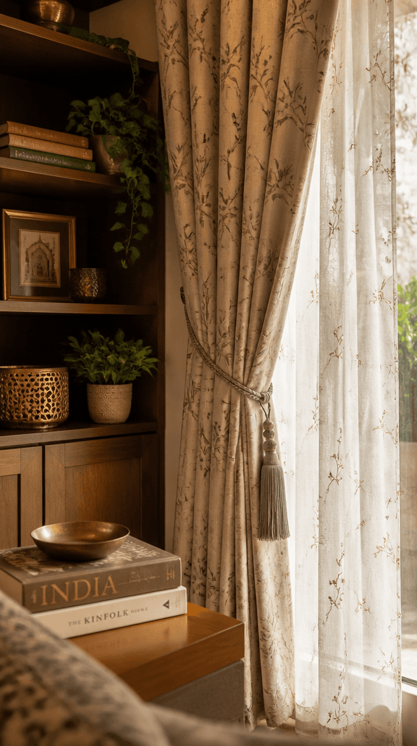 Vertical close-up style shot for How to choose the right curtains for Indian rooms and windows