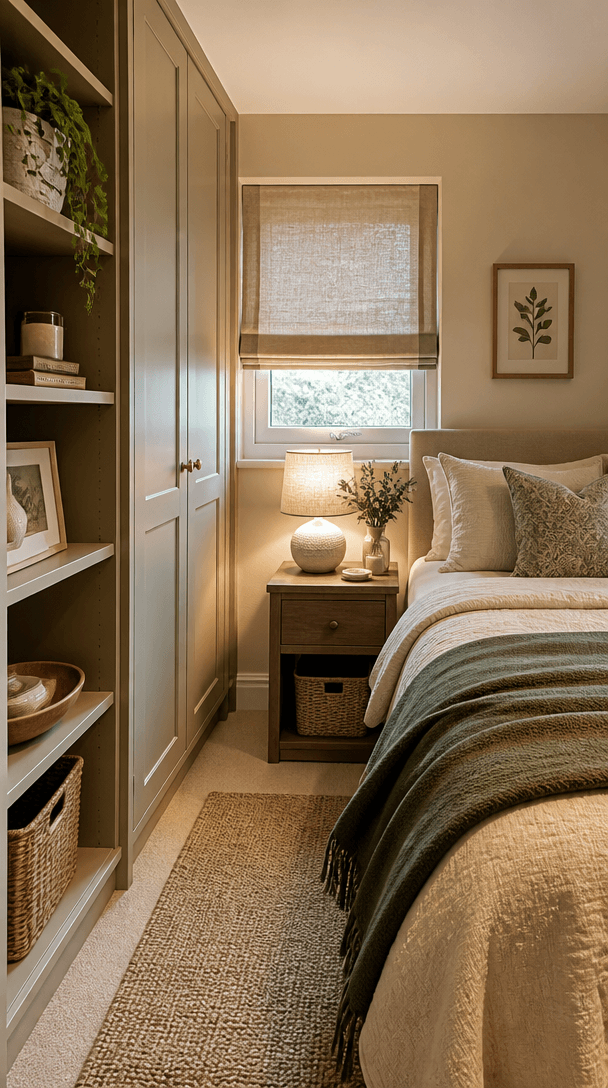 Vertical close-up style shot for Guest bedroom ideas when you only have a small spare room