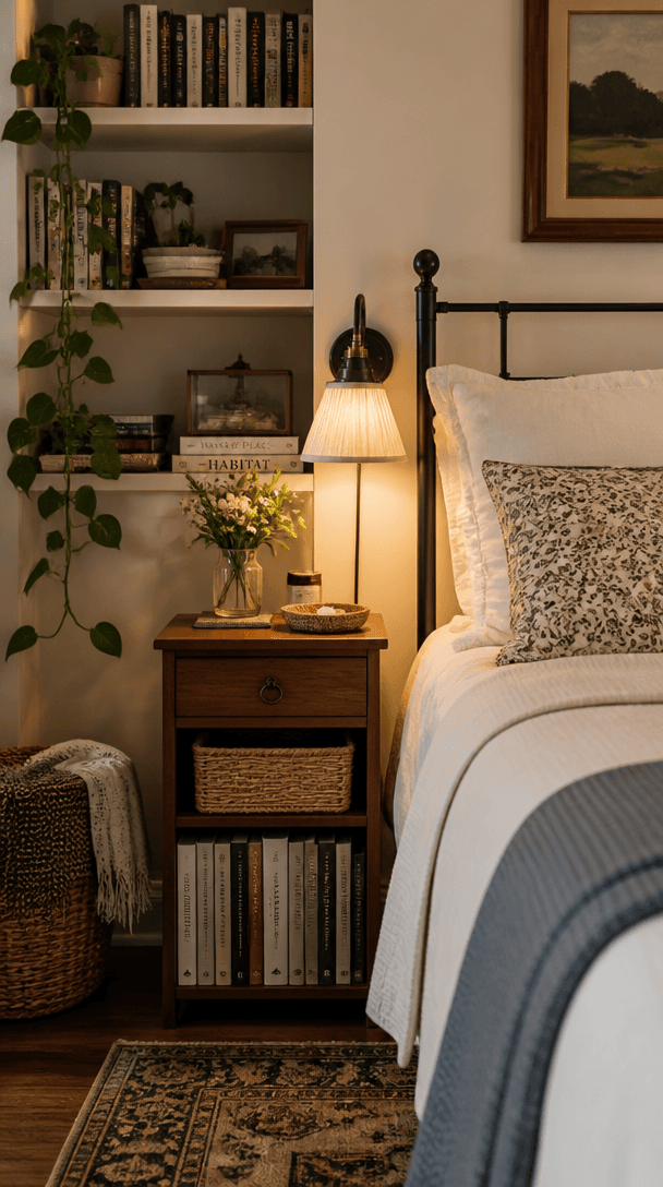 Vertical close-up style shot for How to make a small bedroom feel bigger without buying anything new
