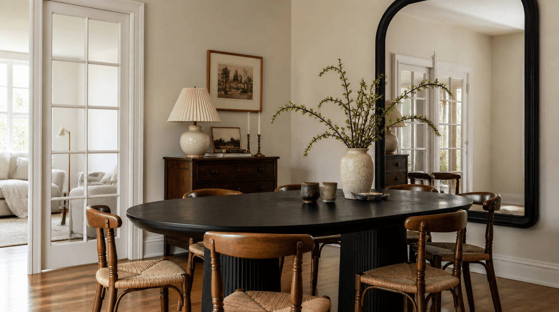 Interior design photo for How to mix old furniture with new pieces without it looking mismatched