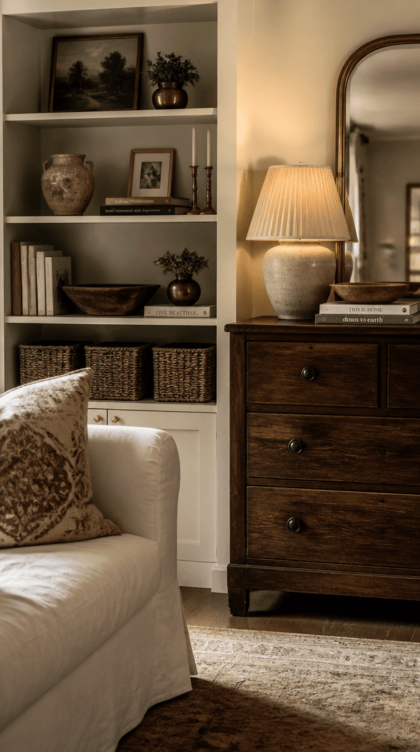 Vertical close-up style shot for How to mix old furniture with new pieces without it looking mismatched