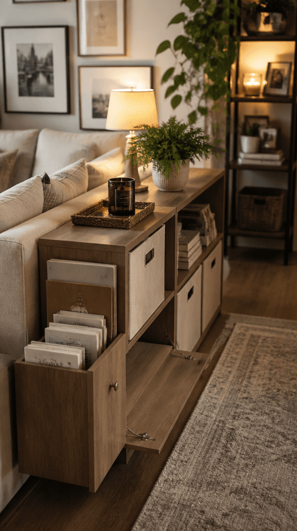 Vertical close-up style shot for Multi purpose furniture ideas for small living rooms