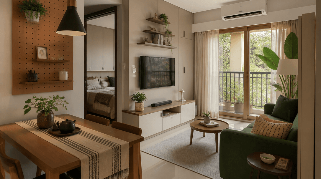 Interior design photo for Storage ideas for 1BHK apartments that dont look cluttered