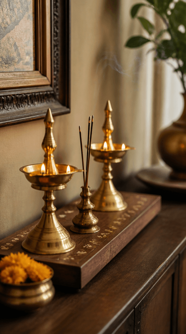 Vertical styling element for How to style a pooja room that fits modern homes