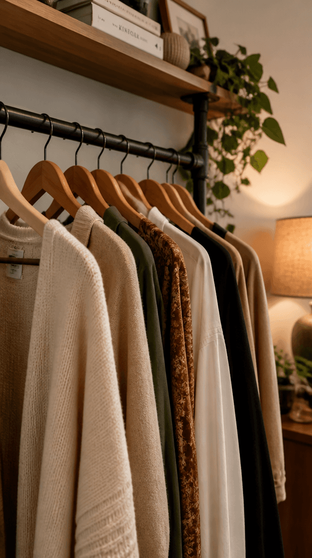 Vertical styling element for Wardrobe ideas for bedrooms with no dedicated wardrobe space